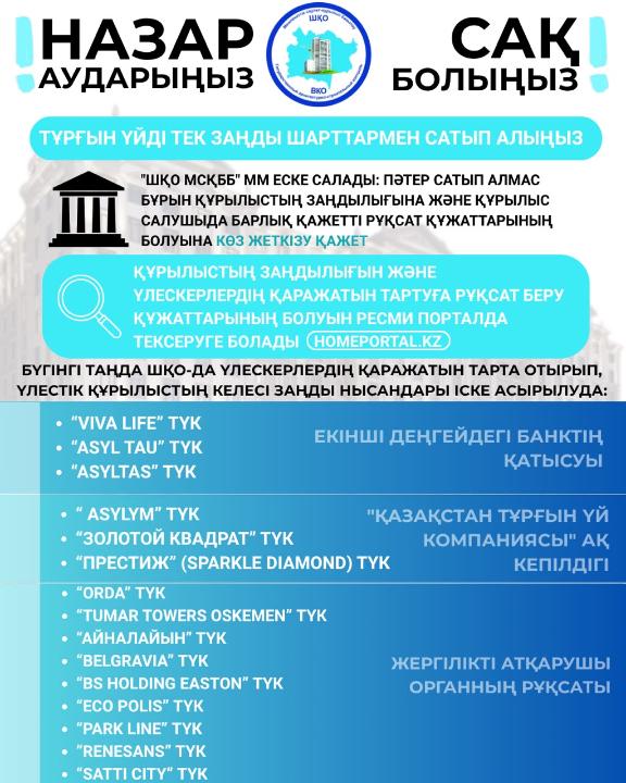 Жителей ВКО предупредили о том, что перед покупкой квартир нужно проверять законность строительства застройщиками