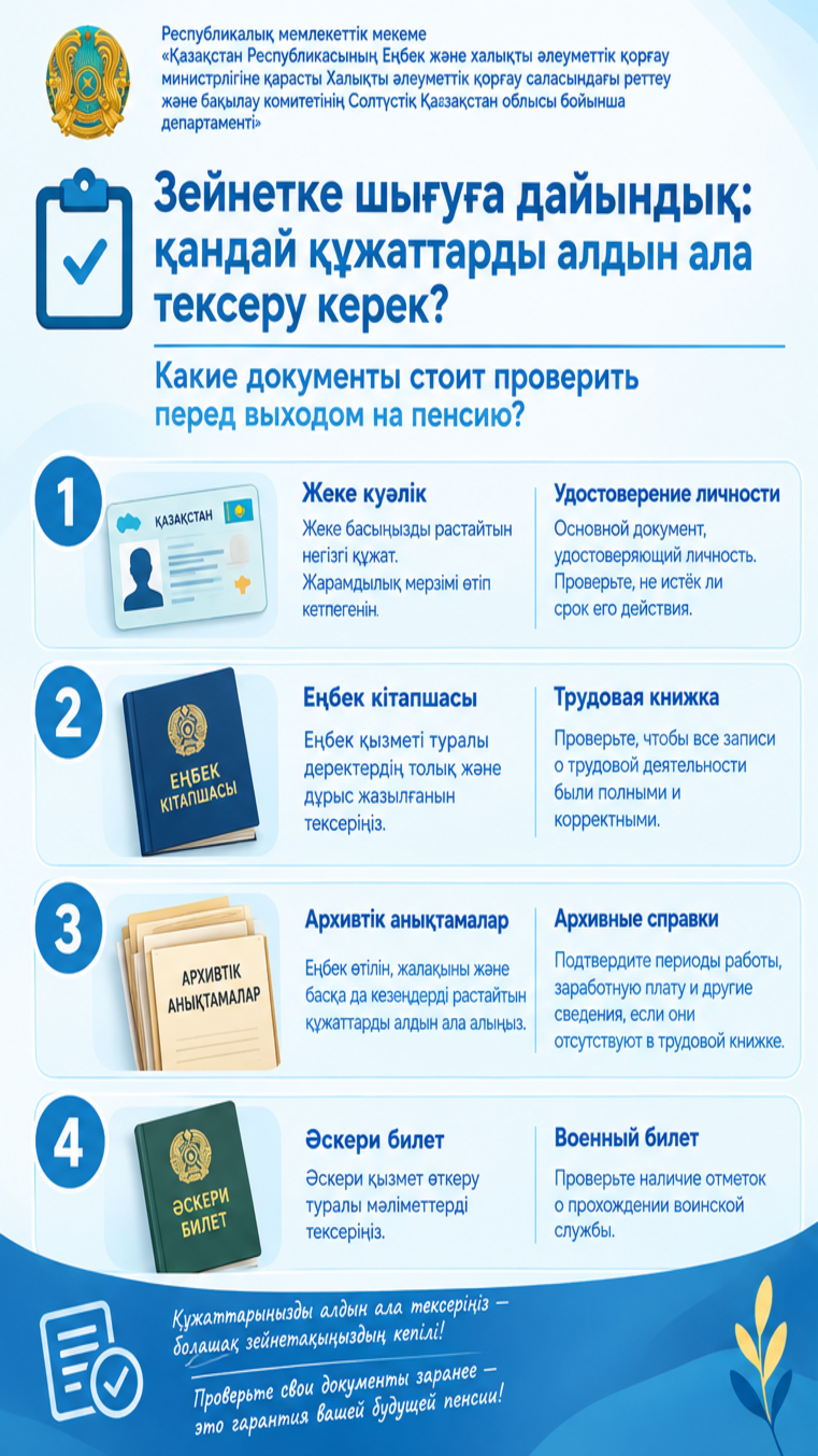 Зейнетке шығар алдында құжаттарды тексерудің ең қолайлы уақыты қашан?