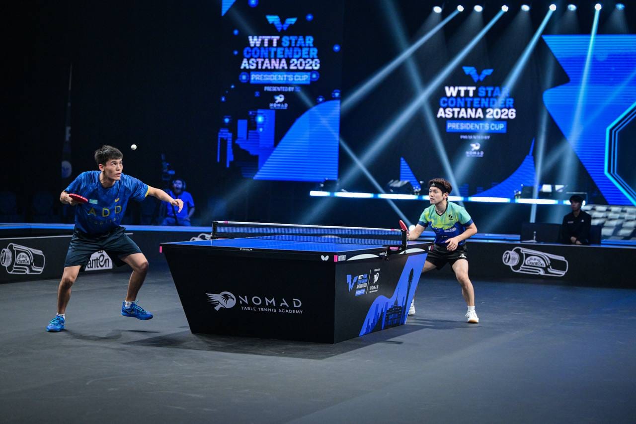 WTT Star Contender Astana 2026 турниріндегі үстел теннисінен ойын.