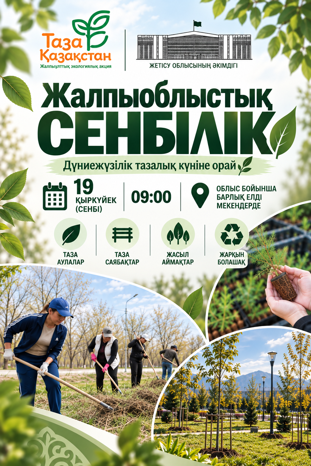 Жетісу облысында Дүниежүзілік тазалық күні аясында жалпыоблыстық сенбілік өтеді