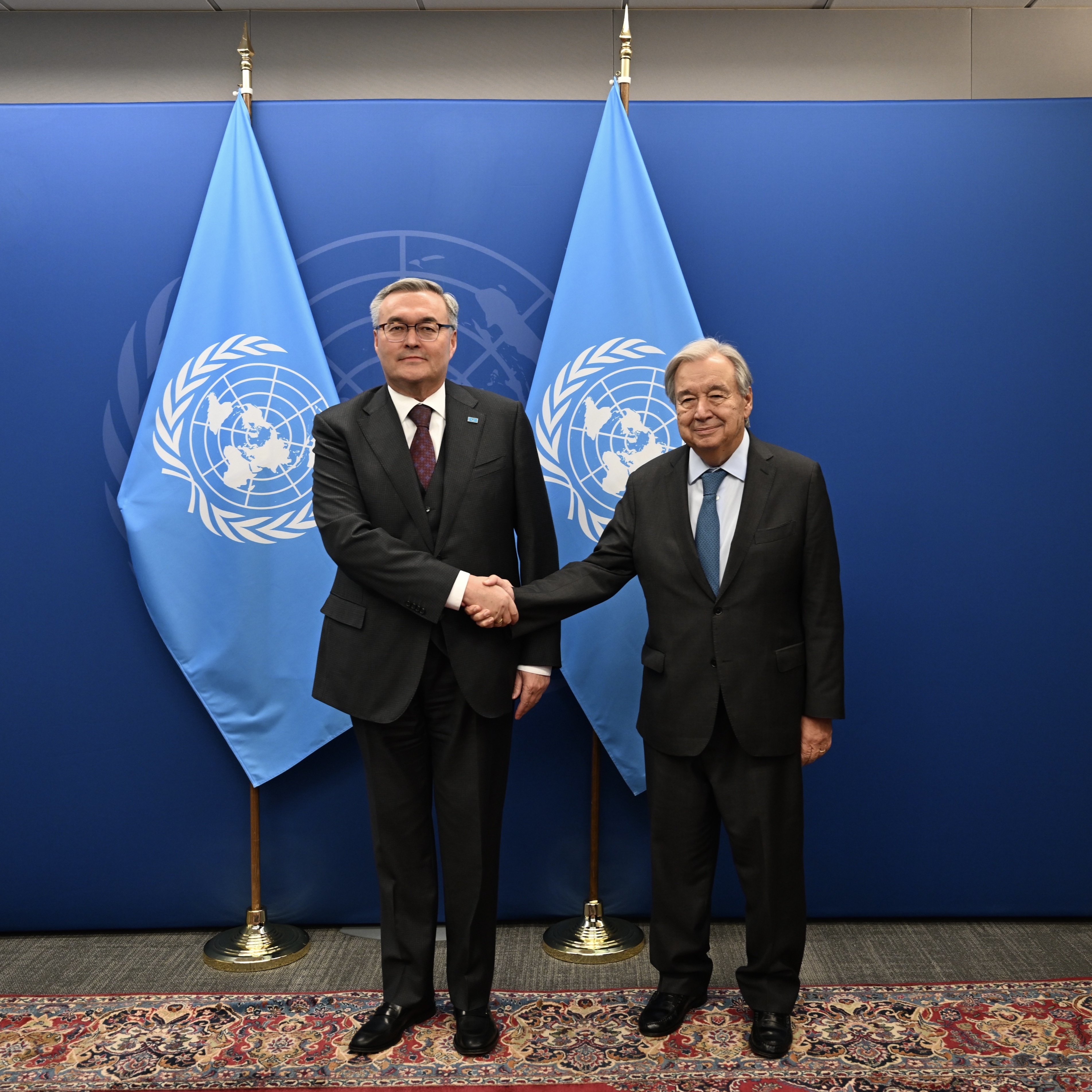 Minister of Foreign Affairs Mukhtar Tileuberdi Meets with UN Secretary-General
