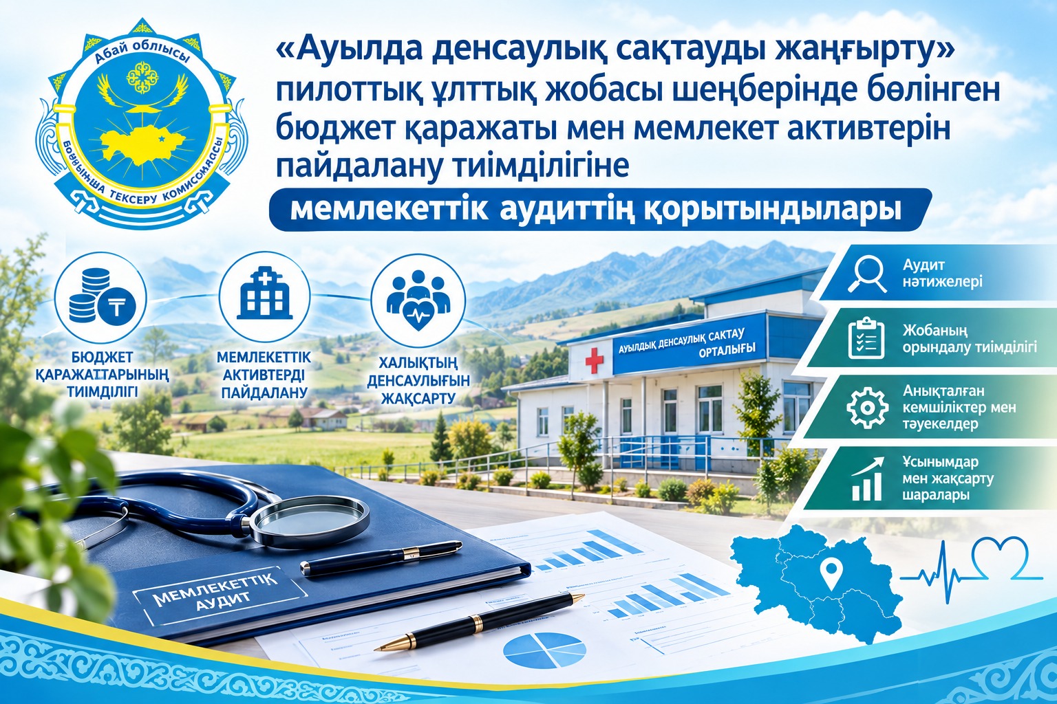 Абай облысы бойынша тексеру комиссиясымен «Ауылдық денсаулық сақтауды жаңғырту» жобасын іске асыру аудитінің қорытындылары қаралды