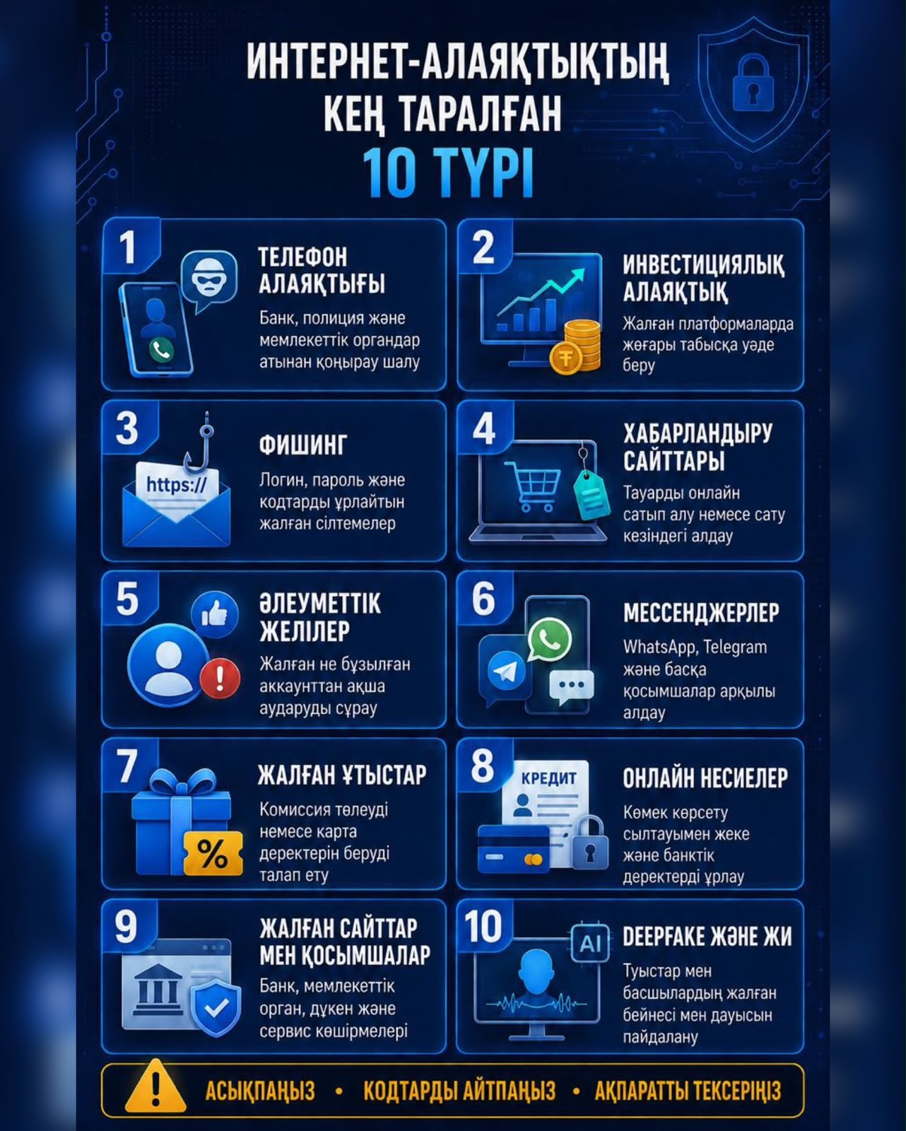 🚨 ІІМ алаяқтықтың кең таралған 10 түрін еске салады