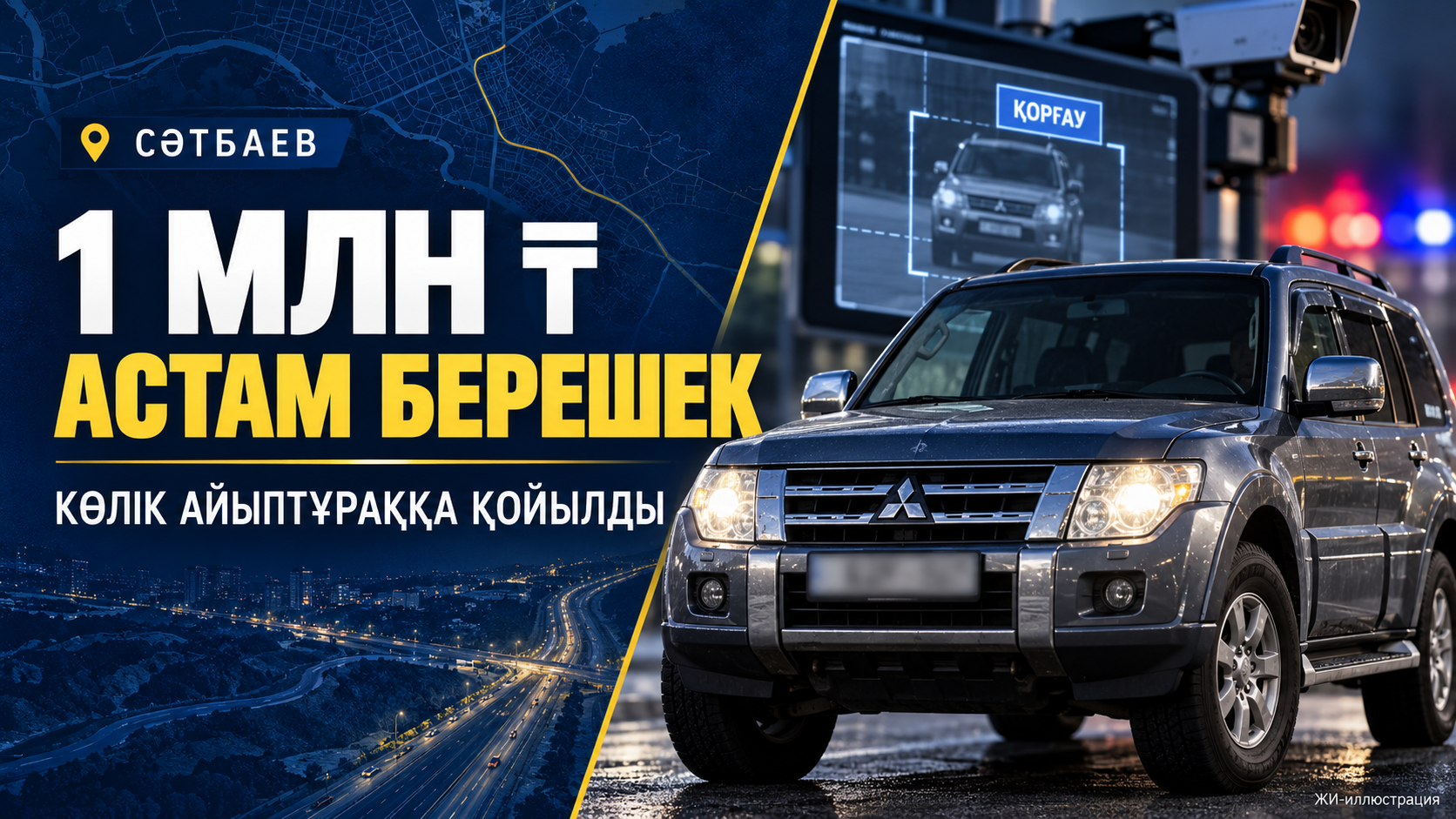 В Сатпаеве отправили на штрафстоянку автомобиль с долгом по штрафам свыше миллиона тенге
