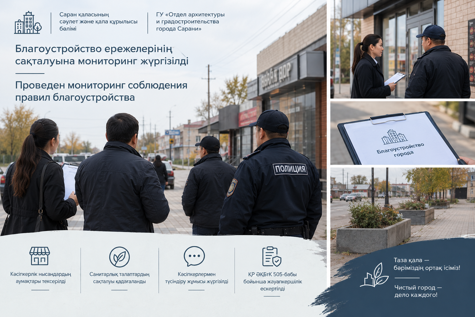 ГУ «Отдел архитектуры и градостроительства города Сарани»  провел мониторинг соблюдения правил благоустройства