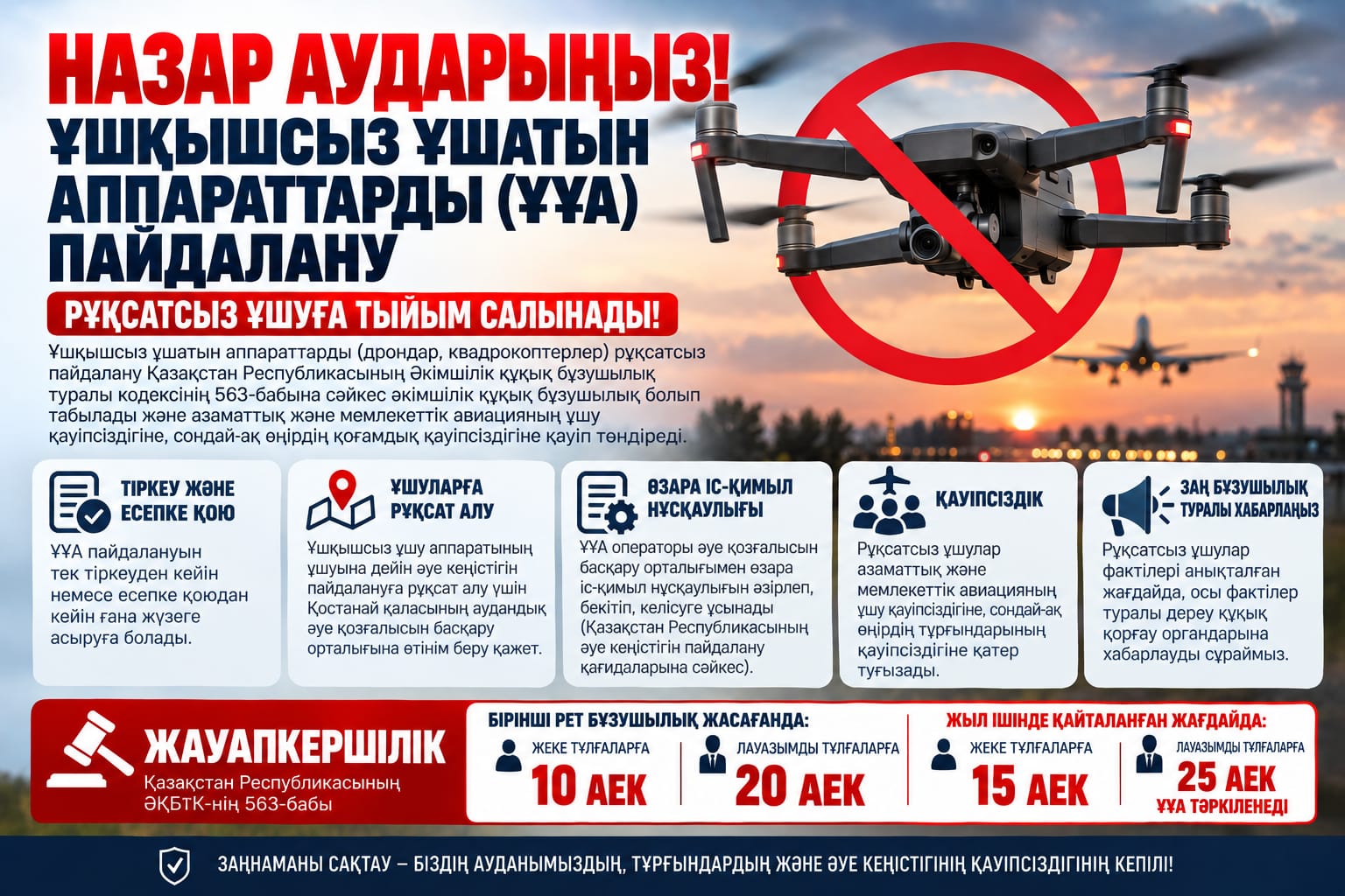 НАЗАР АУДАРЫҢЫЗ! ҰШҚЫШСЫЗ ҰШУ АППАРАТТАРЫН ПАЙДАЛАНУ